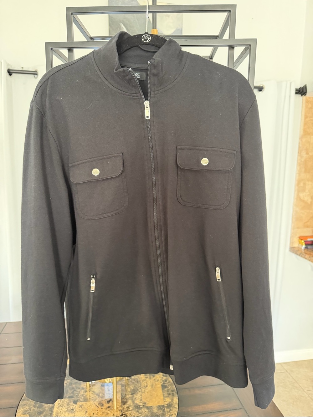 Alfani Black Full-Zip Sweater Jacket with Pocket Details